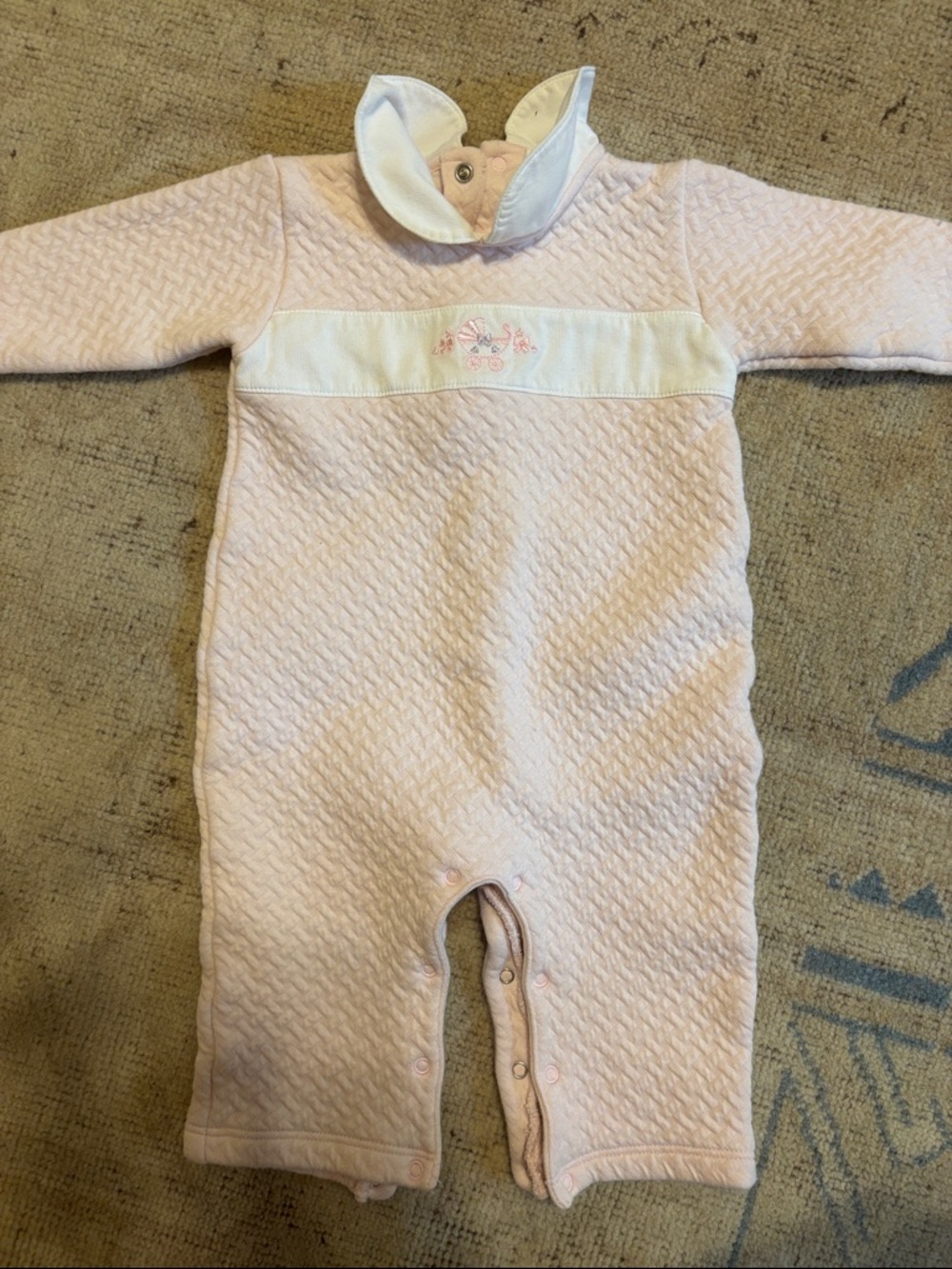 Kissy Kissy Quilted Light Pink Baby One-Piece